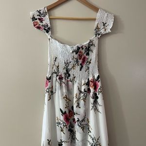 White Smocking Dress - tube top with arm sleeves